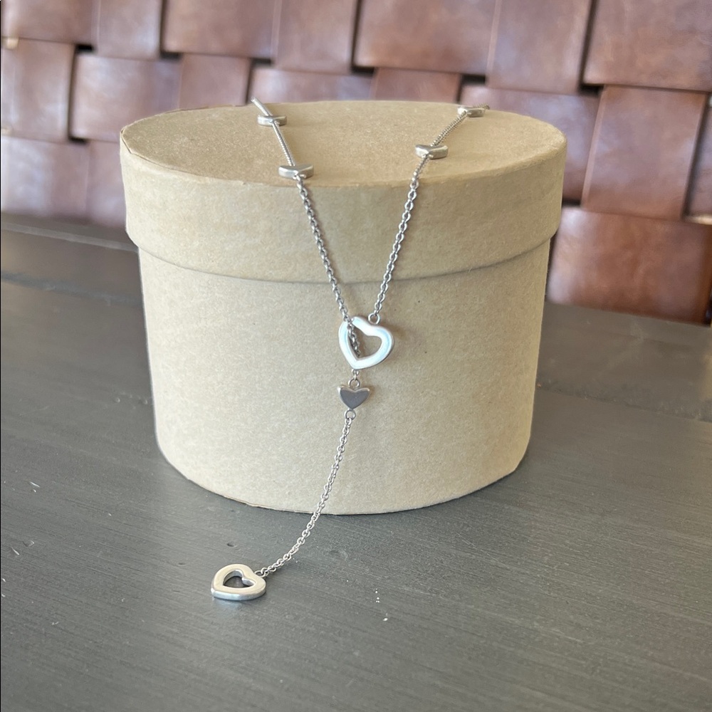 Tiffany & Co. Sterling Silver Heart Lariat Necklace